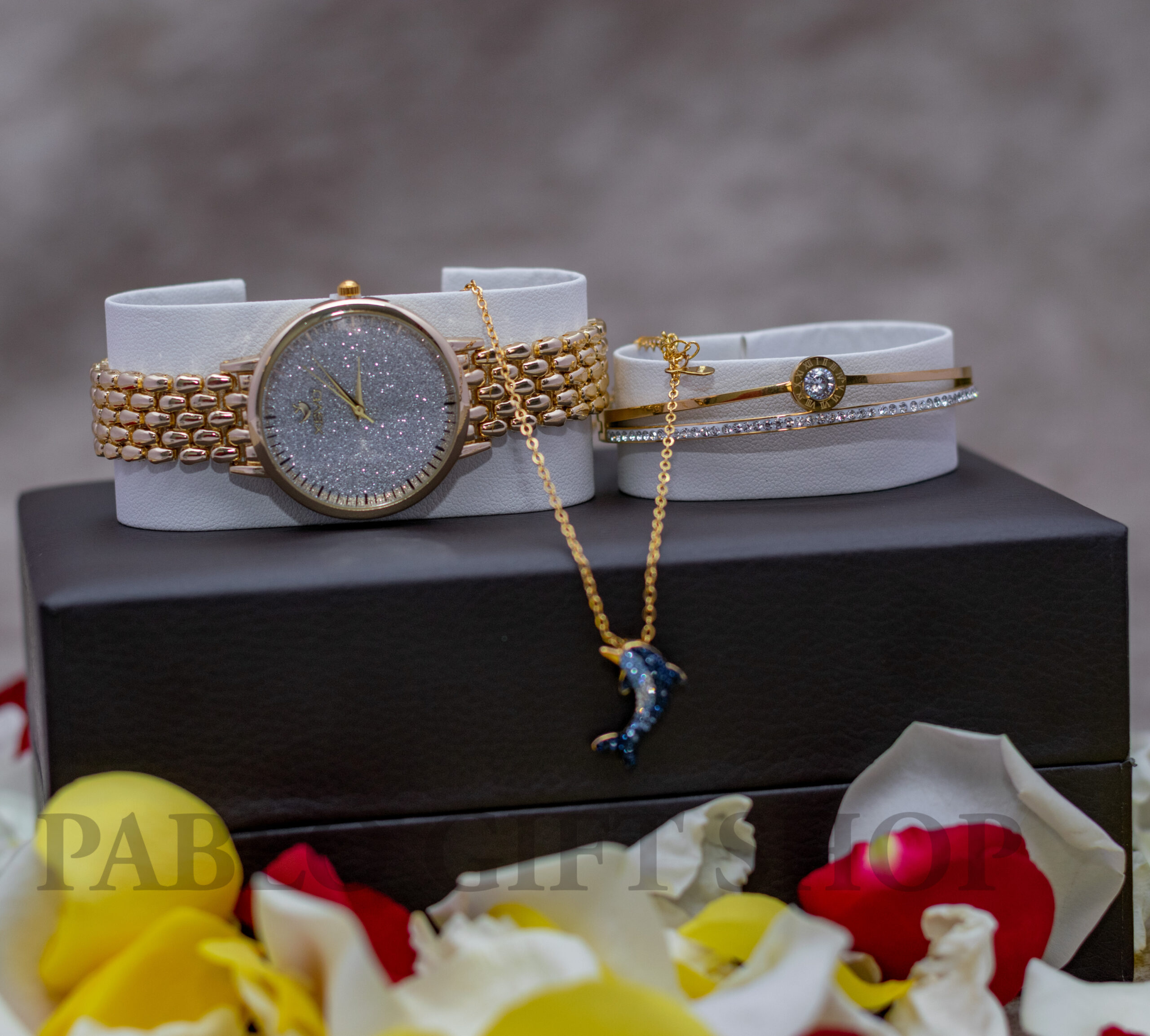 LVPAI Women’s Chronograph Wristwatch – Rhinestone Bracelet Style, Rose Gold & White Dial – Gift Boxed