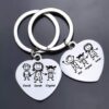 Custom-made Love Shaped Family Key Chain
