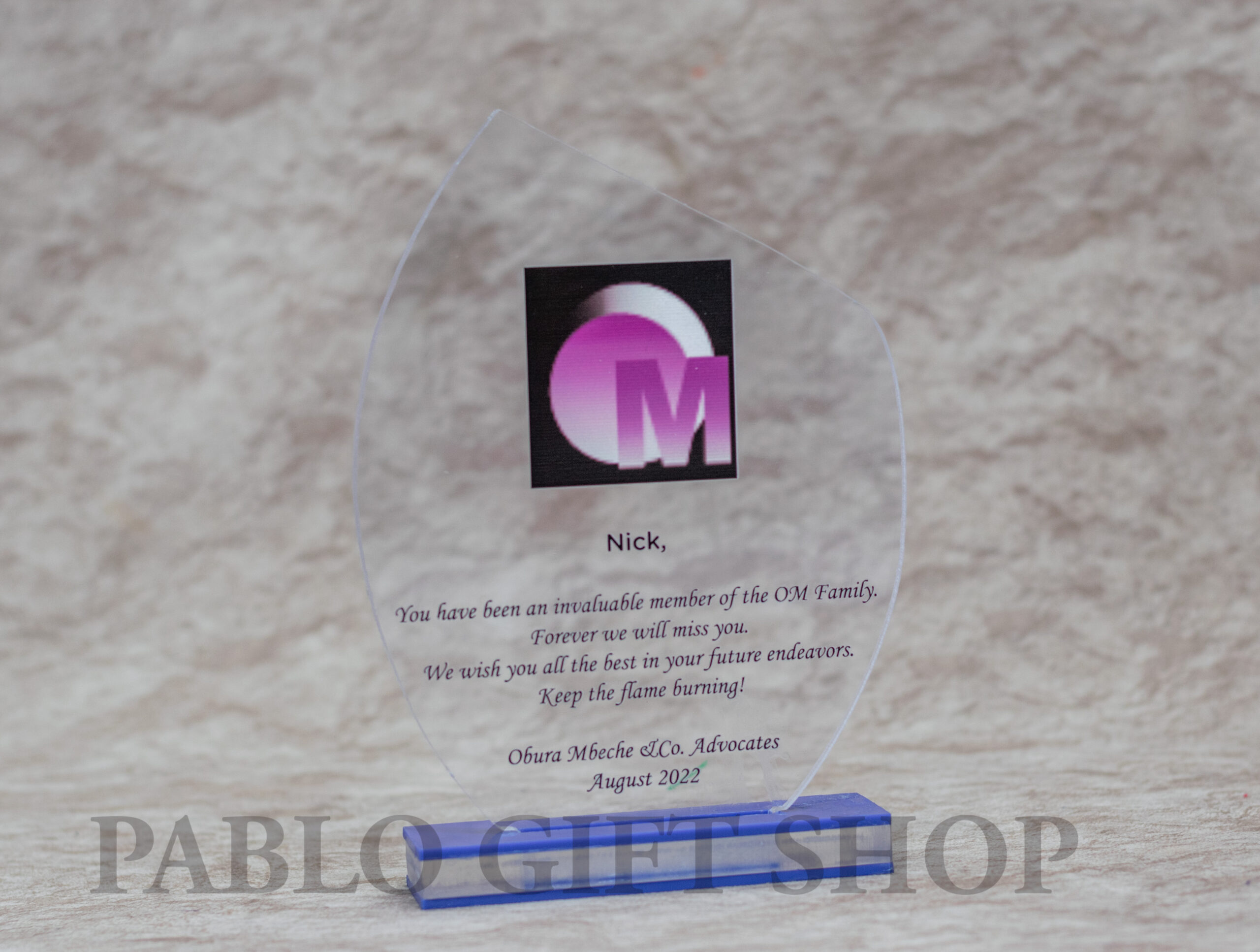 A Triangular Tipped Acrylic Award Trophy