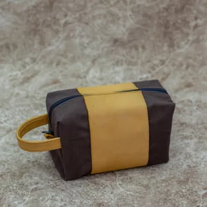 A Stylish and Functional Premium Leather Brown Toiletry Bag