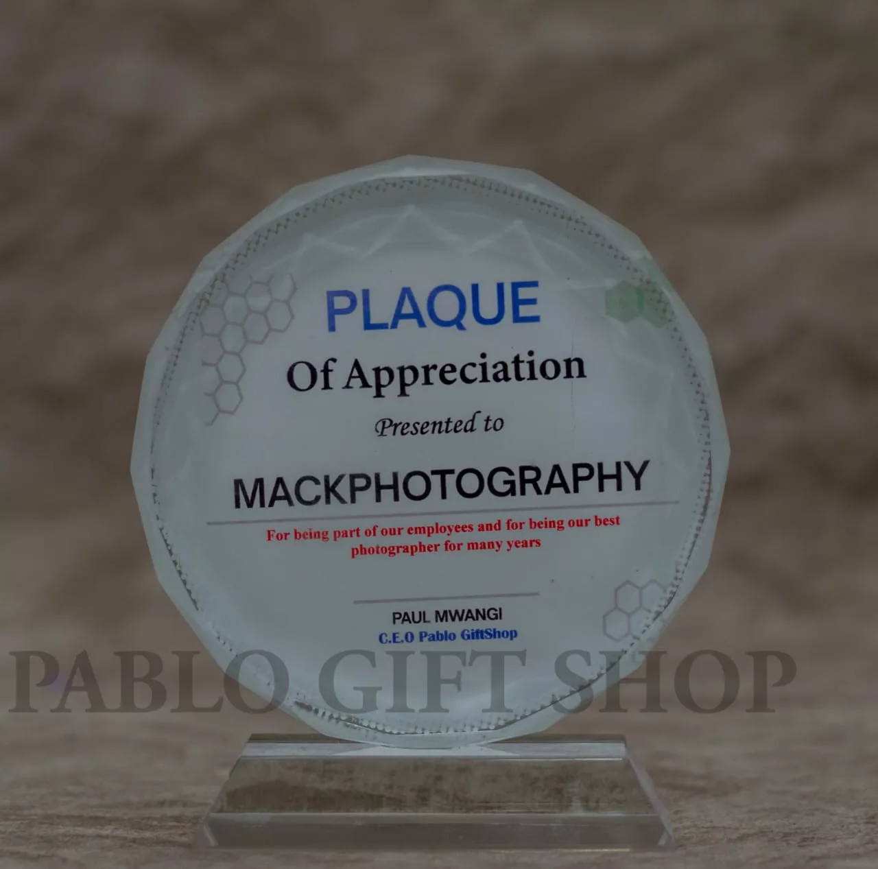 Branded Appreciation Crystal Glass Plaque