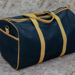 Black Canvas Travel Bag with Leather Accents - Stylish and Spacious