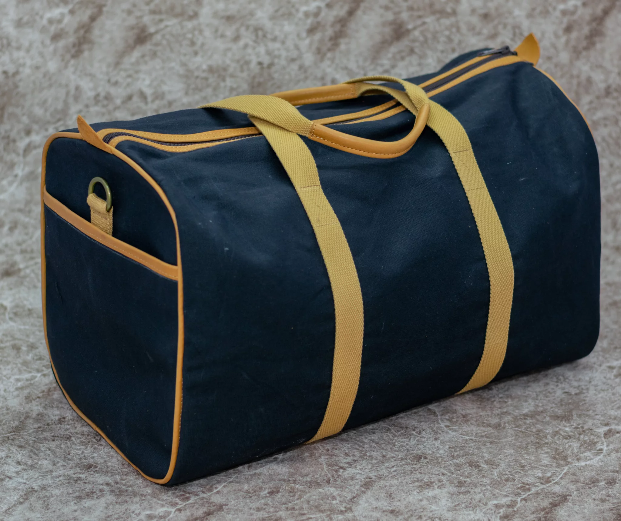 Black Canvas Travel Bag with Leather Accents - Stylish and Spacious