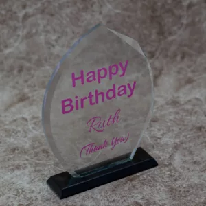 Personalised Crystal Trophy with a Birthday Message