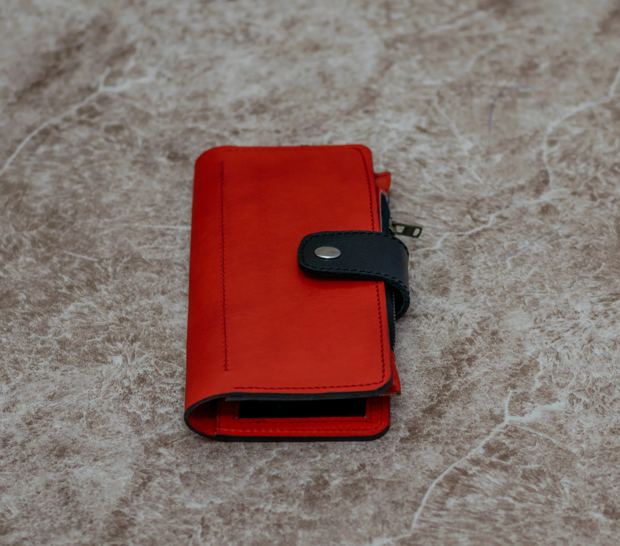 Red Pure Leather Ladies Clutch Bag