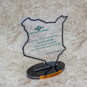Corporate Branded Kenya Shaped Acrylic Trophy