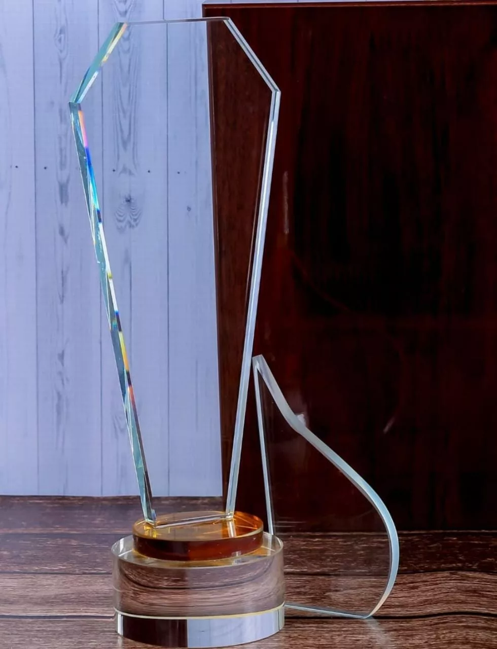 Crystal Clear Trophy With a Double Base