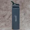 Grey Metallic Modern Water Bottle with Straw