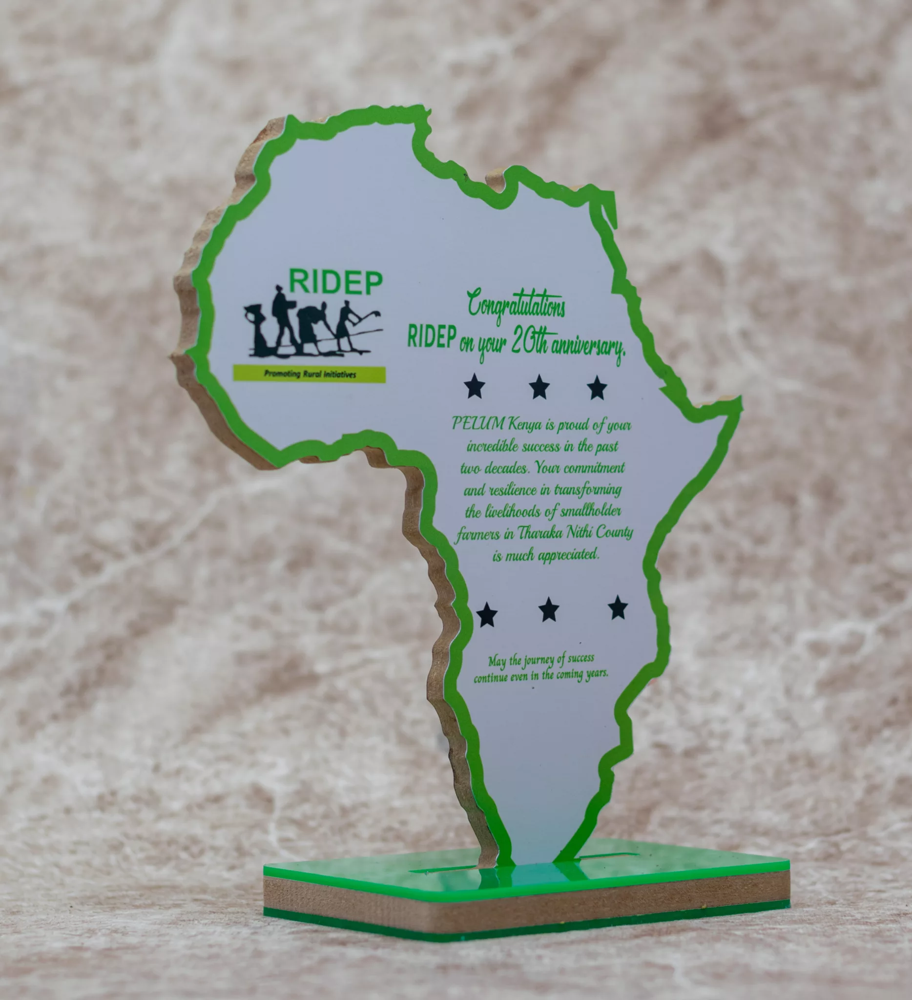 Africa Shaped Wooden & Aluminium Award Trophy Plaque