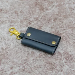 Black Keychain Holder Leather Pouch