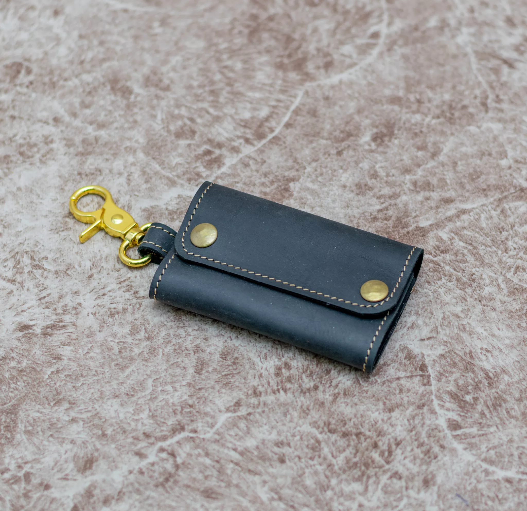 Black Keychain Holder Leather Pouch