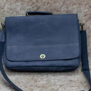 Branded Blue Pure Leather Laptop Bag