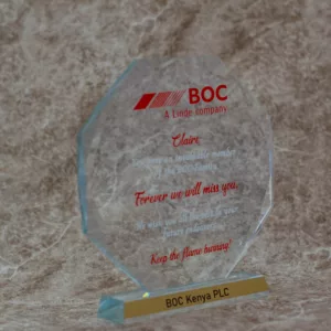 Branded Corporate Octagon Crystal Trophy