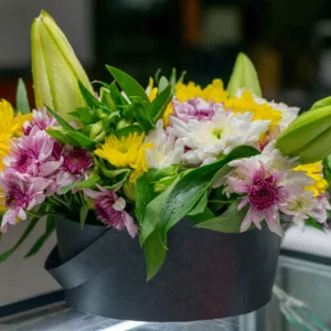 Mixed Mums Arrangement in a Basket