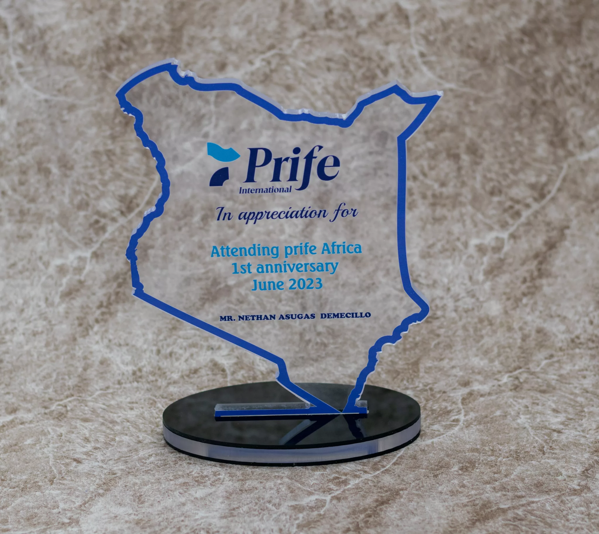 Kenyan Shaped Acrylic Trophy Award