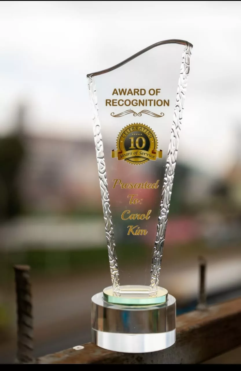 Award of Recognition Crystal Trophy