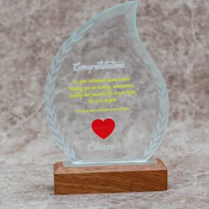Clear Crystal Leaf Personalised Trophy Award