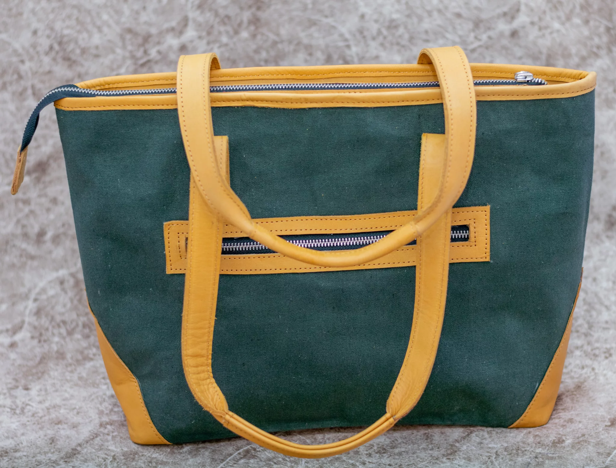 Jungle Green Canvas And Leather Lady Fashion Handbag