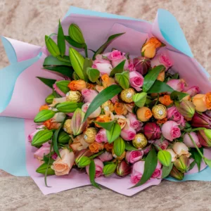 Tiger Lilies and Mixed Roses Bouquet