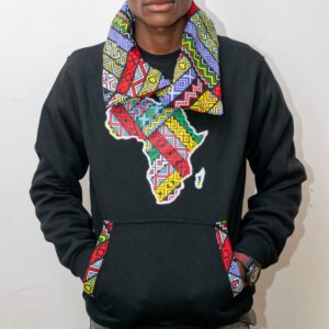 African Black Hoodie Blended With Ankara