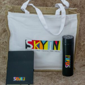 Customized Jute Bag, Notebook And Thermal flask Combo