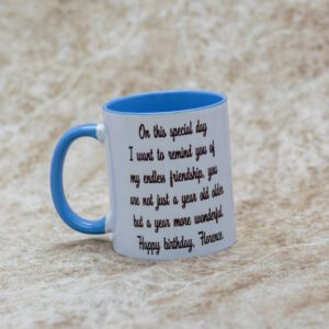 White And Blue Personalized Birthday Mug