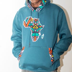 Blue African Hoodie With Ankara Touch