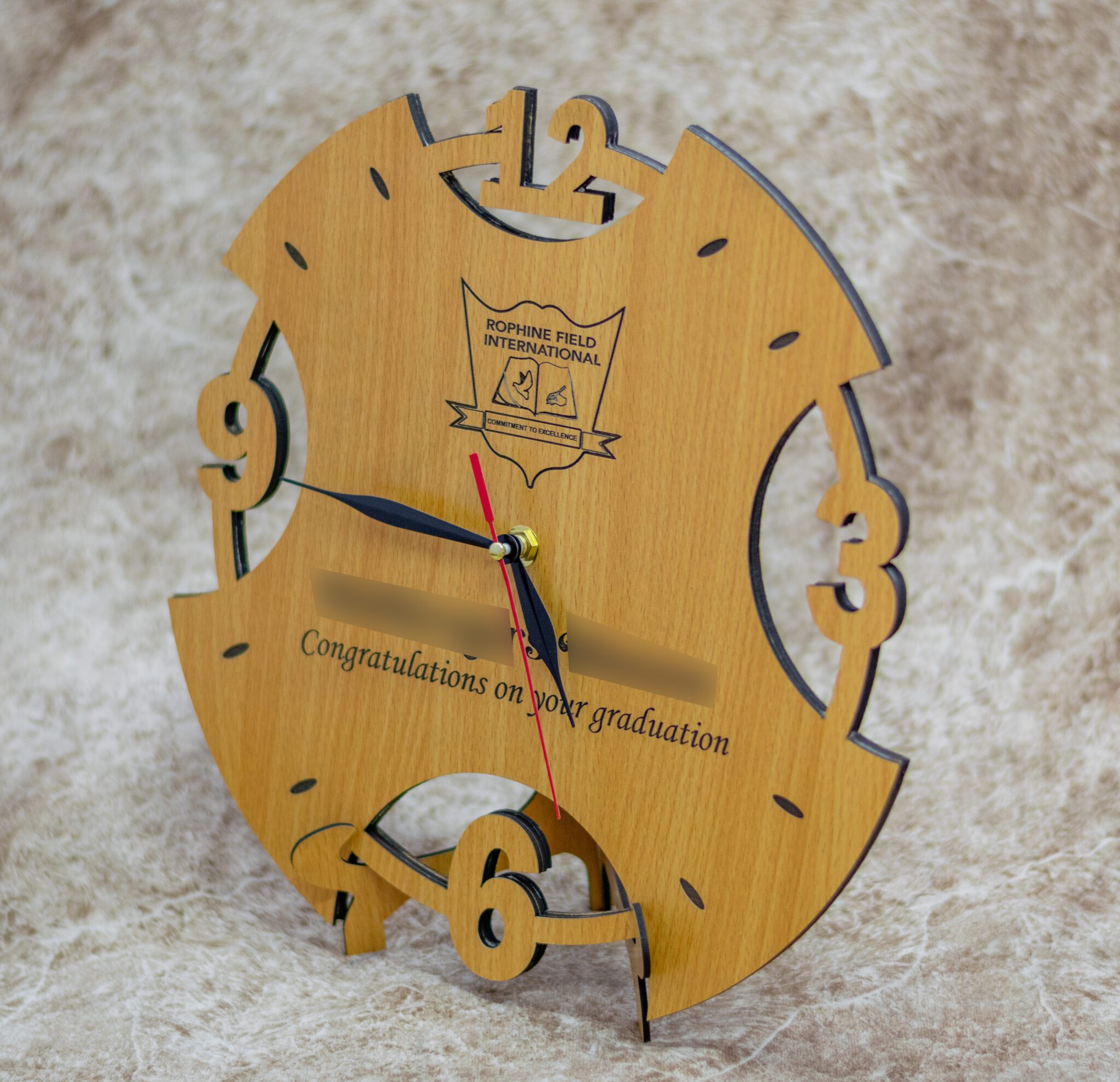 Wooden Wall Clock With Congratulatory Message
