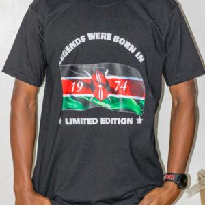 Black T- shirt Customized With Kenyan Flag