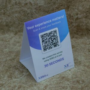 Blue Hard Paper Table Tent Number Card QR Code