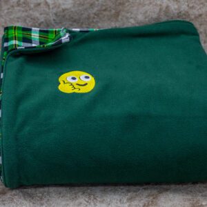 Green Maasai Fleece Blanket Branded With An Emoji