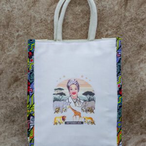 White Customized Jute Bag With Ankara Touch