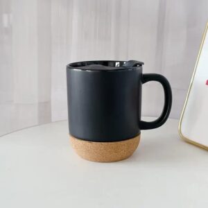 Black Ceramic Coffee Mug With Cork Base
