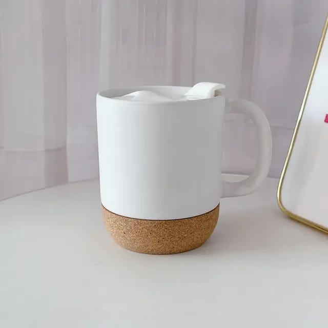 Coffee Mug with Cork Base and Lid