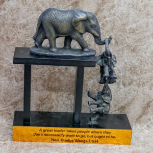 Branded Elephant with Calves Attached Cold Cast Sculpture
