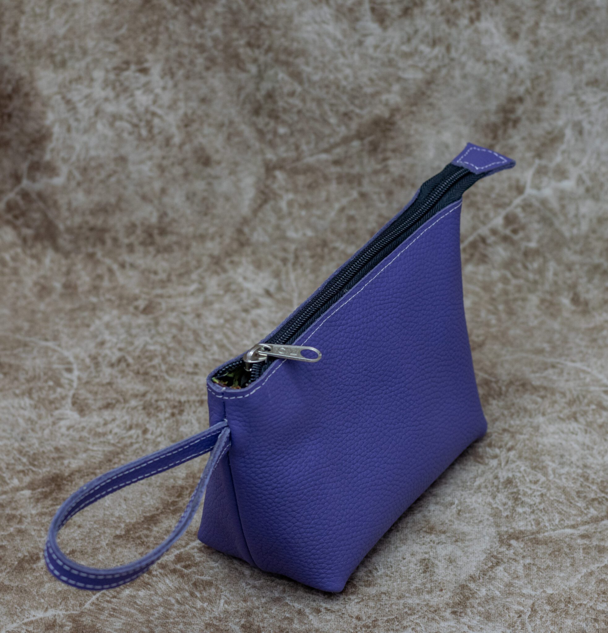 Blue clutch wrist bag leather