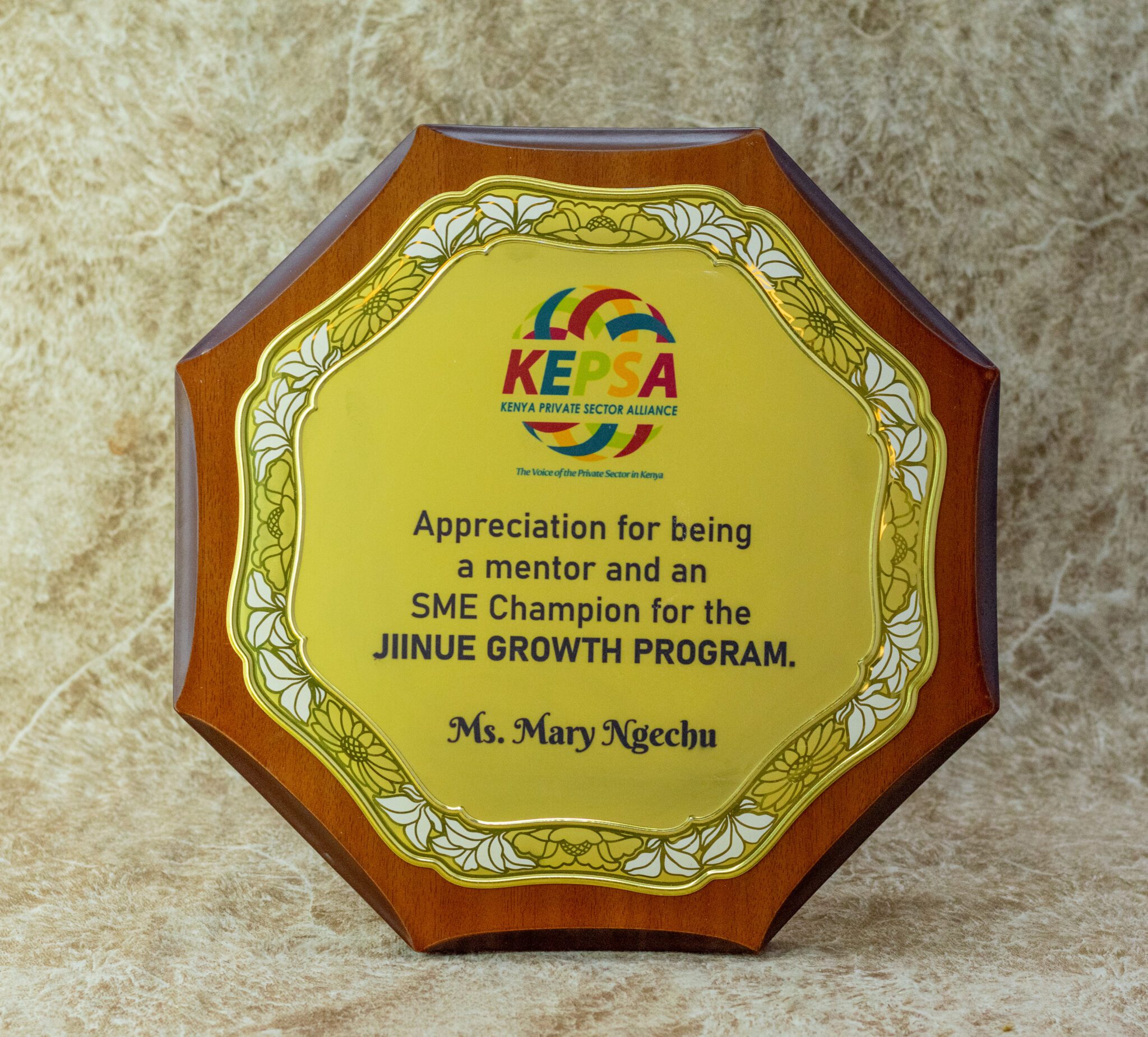 Customized Wooden Plaque With A Gold Plate