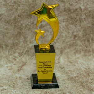 Golden (Gold Plated) Crystal Trophy  Award