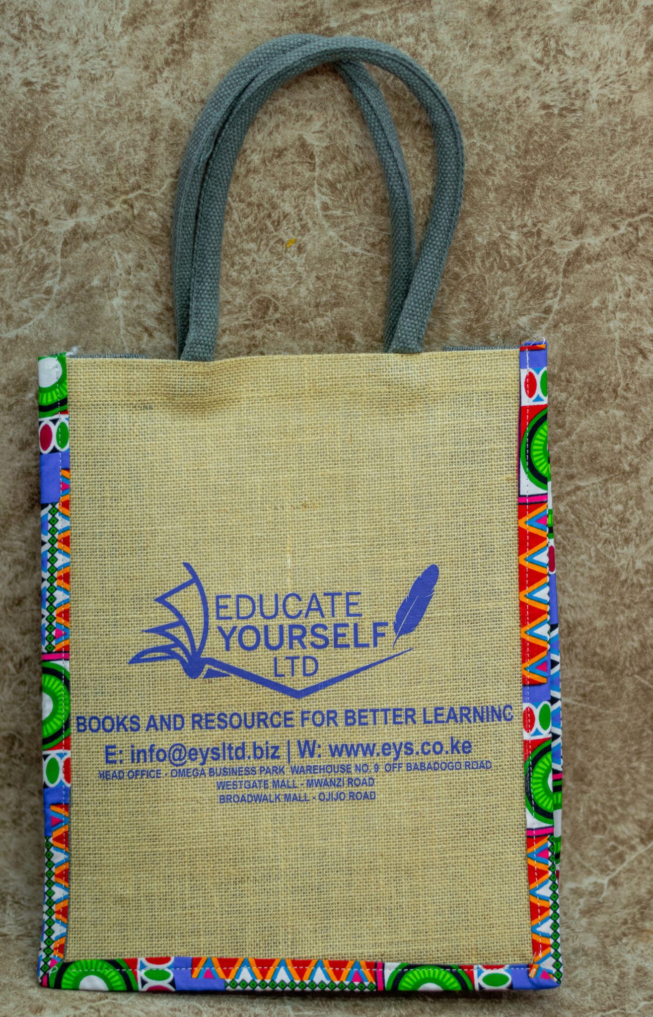 Eco-friendly Jute Bag With Ankara Touch