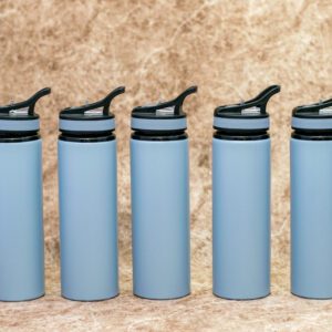 Light Blue Metallic Customizable Water Bottle