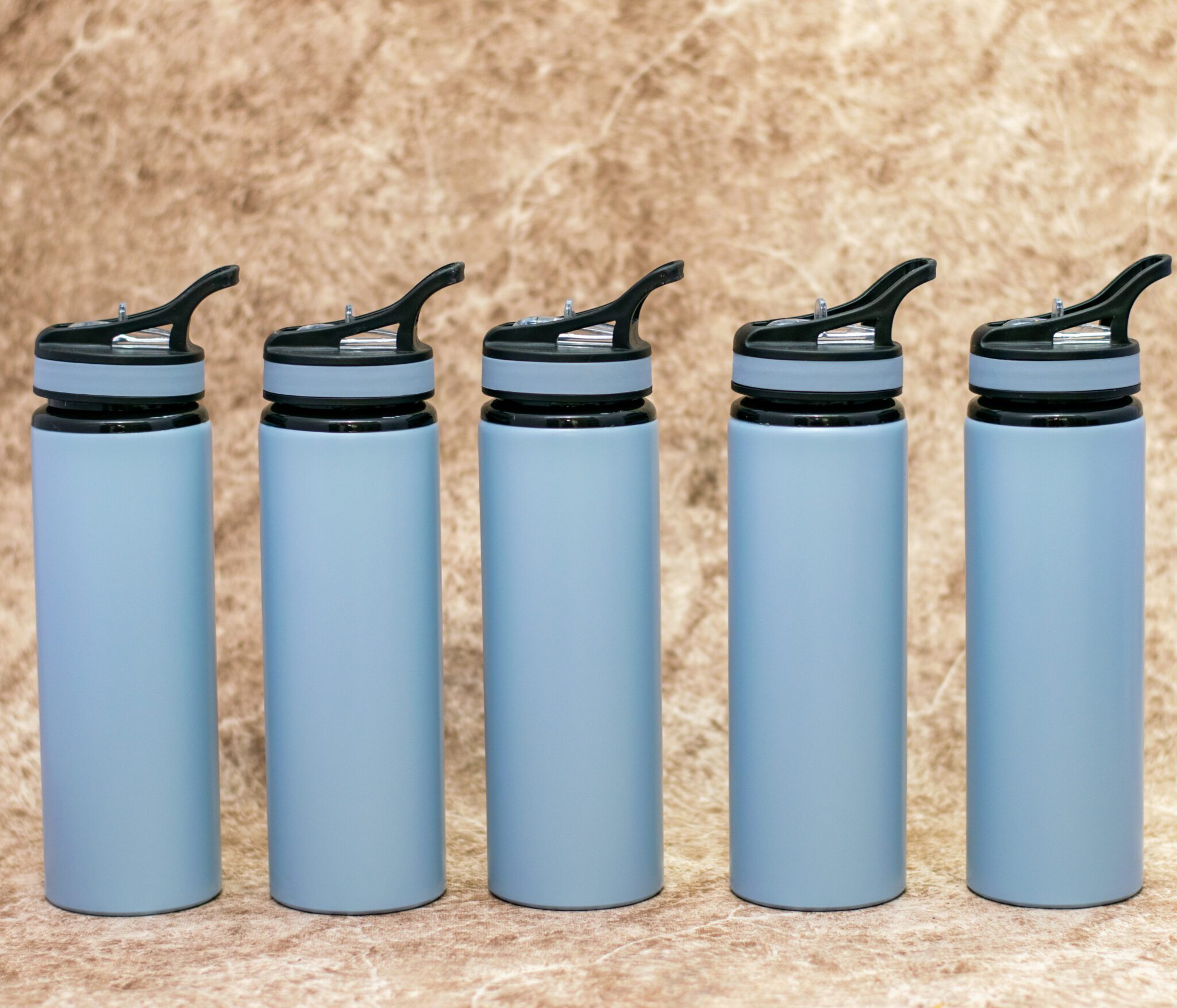 Light Blue Metallic Customizable Water Bottle
