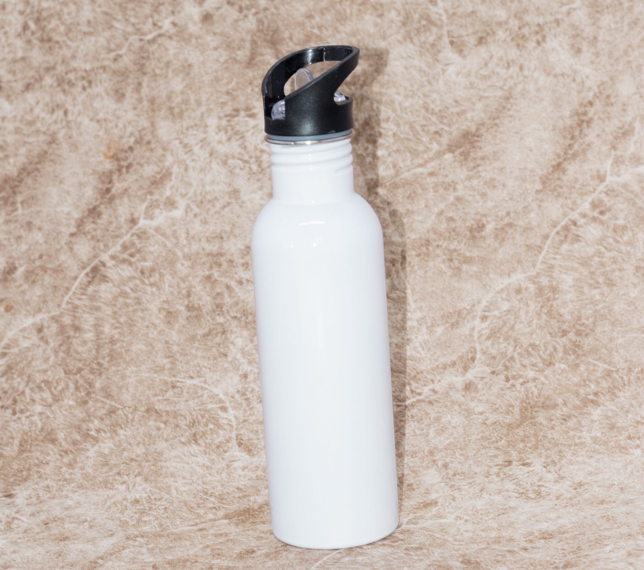 White Brandable Metallic Water Bottle