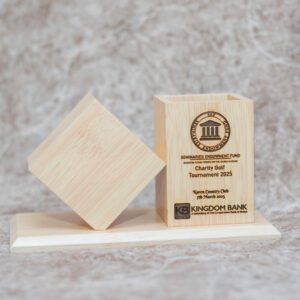 Wooden Desk Organizer With Clock