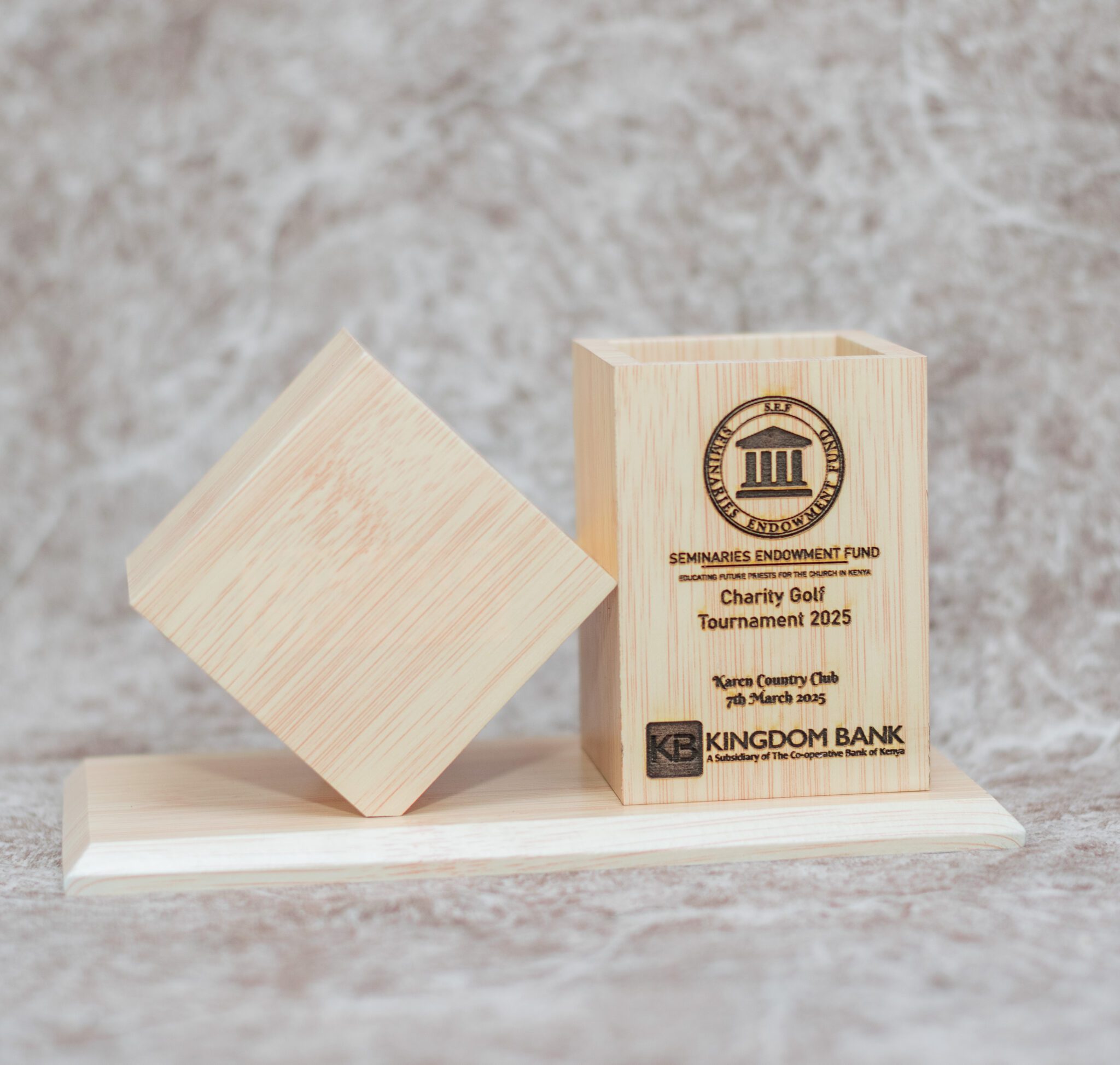 Wooden Desk Organizer With Clock