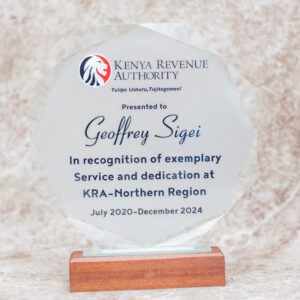 Crystal Trophy with Wooden Base