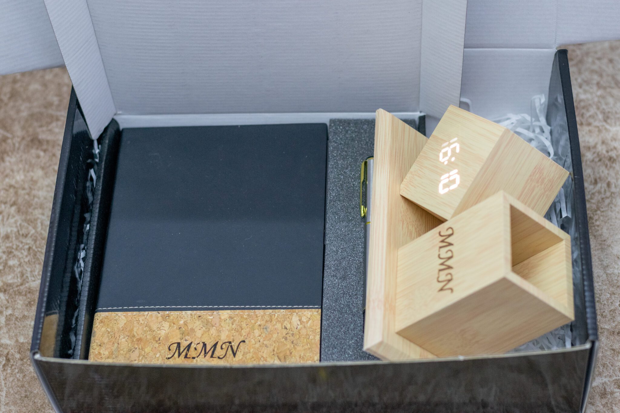 Executive Wooden Desk Organizer & Notebook Set