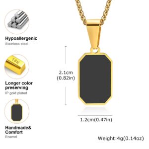 18K Gold Plated Black Enamel Pendant Necklace