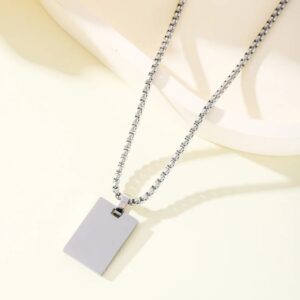 Minimalist Stainless Steel Rectangle Pendant Necklace