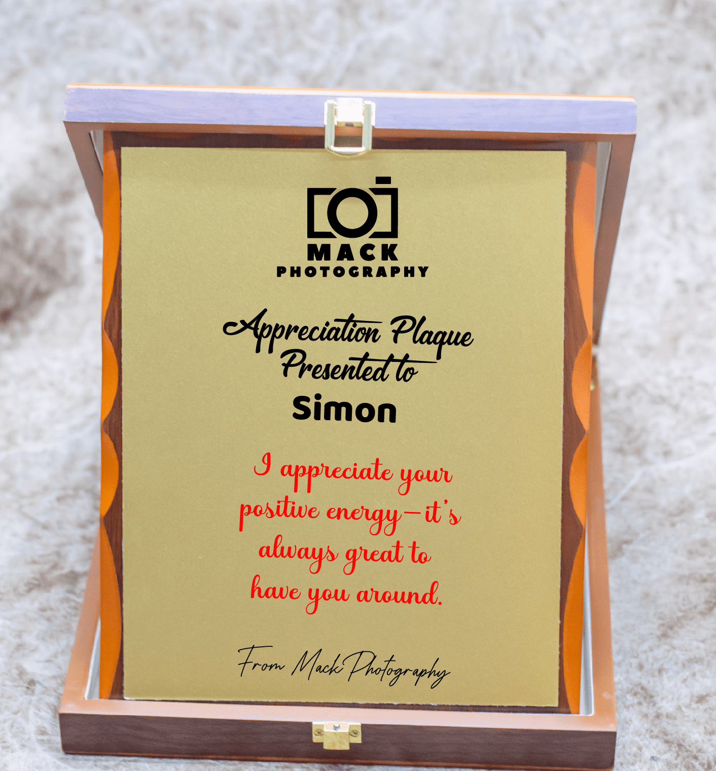 Golden Appreciation Plaque