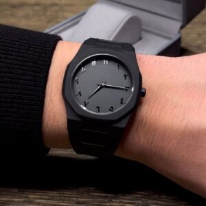 Minimalist Black Watch - Modern Arabic Numerals Design with Gift Box